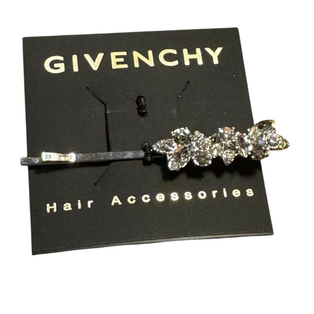 Givenchy Silver Crystal Hair Barrette